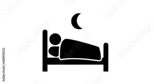 Person peacefully sleeping on bed black white