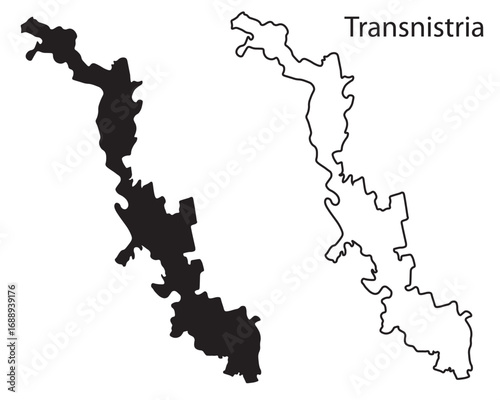 Simple Transnistria map silhouette vector. Clean black outline of disputed region in Eastern Europe, perfect for infographics, prints, and design use
