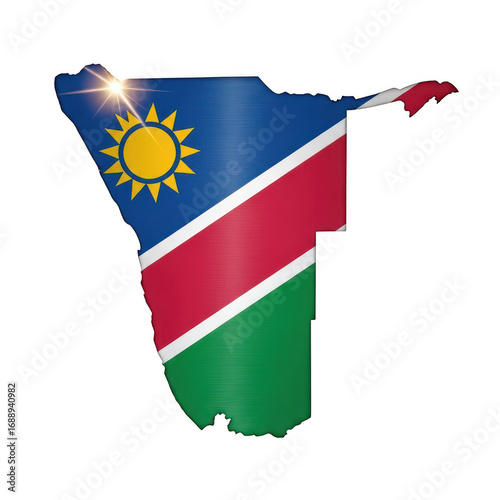 Namibia flag map outline silhouette patriotic national symbol country geography transparent background
