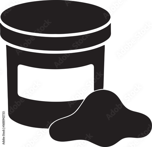 Black silhouette of a container with a spilled substance silhouette