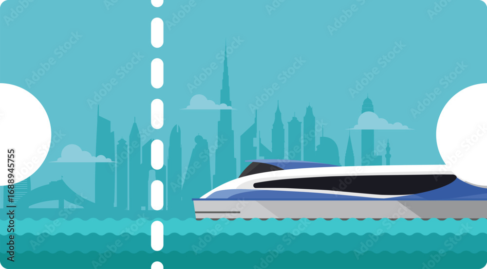 Fototapeta premium Water Taxi Dubai / Vector Illustration