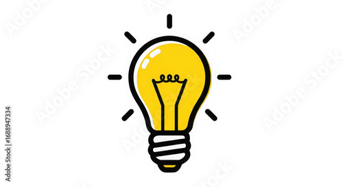 Yellow Lightbulb Idea Icon Bright Concept