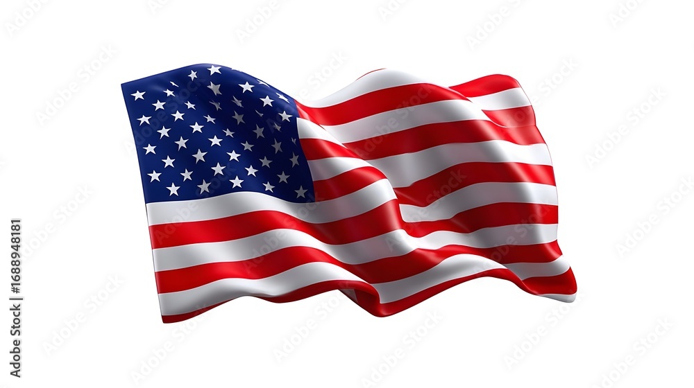 Fototapeta premium Vibrant American flag waving proudly, representing the national identity, freedom, and of the United States of America.