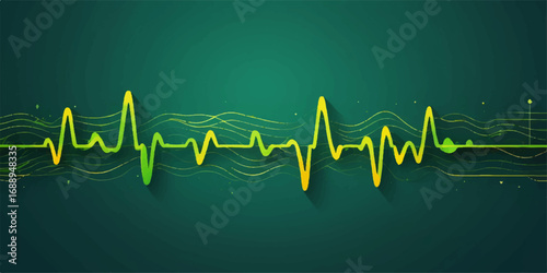 A vibrant red cardiogram illustrates a healthy heartbeat on a medical monitor