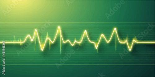 Green heart medical graph on a monitor with a healthy EKG line