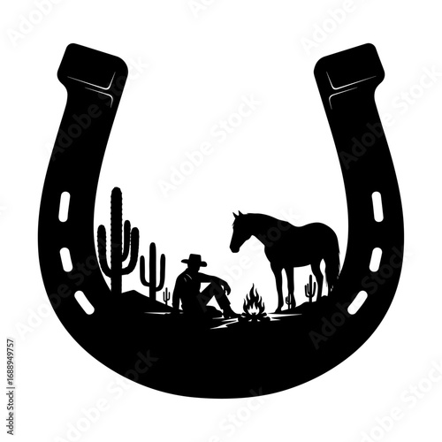 Horseshoe Scene Vector Illustration Isolated White Background