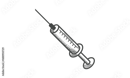 Syringe icon. Injection shot with medical needle. Vaccine symbol on white background