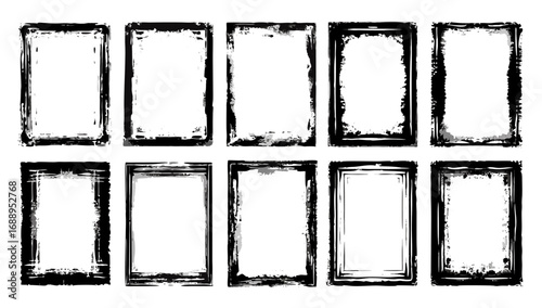 Wallpaper Mural Grunge Black and White Rectangular Frames Set Torontodigital.ca