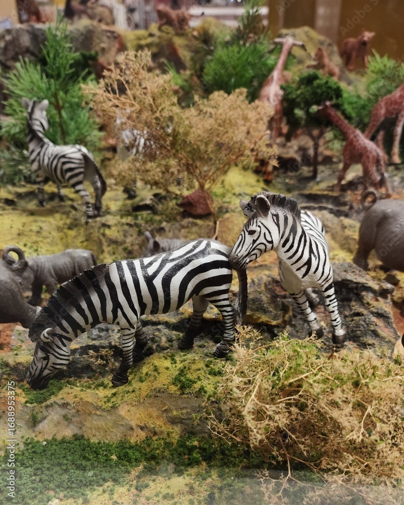 Naklejka premium zebra eating grass