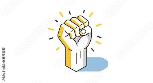 Raised fist symbolizing strength and unity in modern linear art style