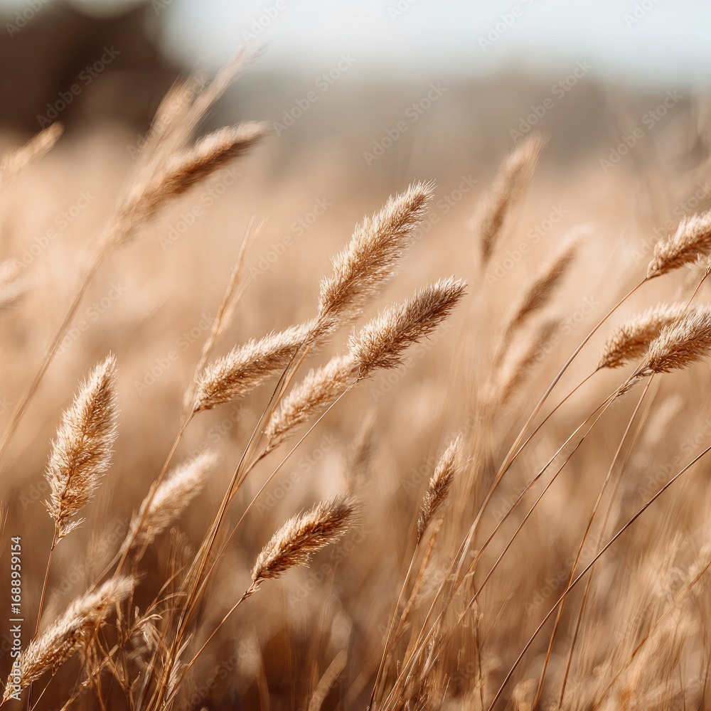 Fototapeta premium Golden grasses swaying gently in a field