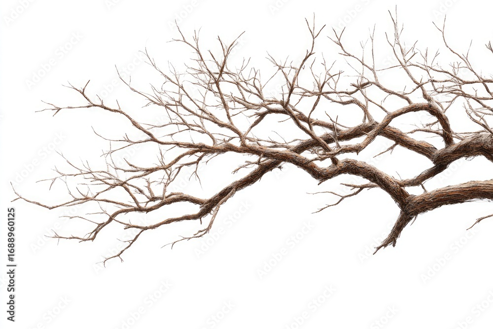 Fototapeta premium Bare tree branches against white background