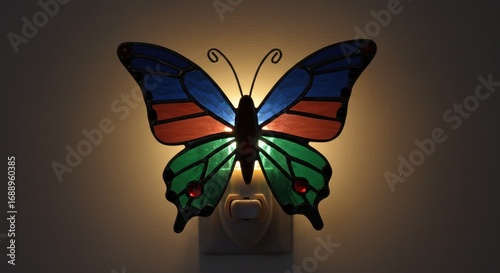 Colorful stained glass butterfly nightlight