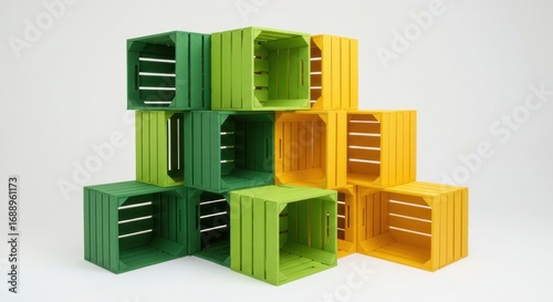 Colorful wooden crates stacked