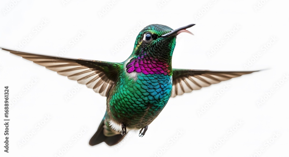 Fototapeta premium Hummingbird Close Up – Isolated on White Solid Background