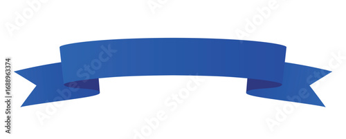 Blue ribbon isolated on white background. Decorative banner, label.