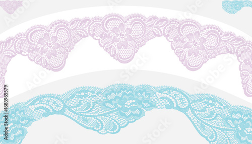 Light purple and light blue asymmetrical lace trim