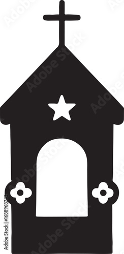 Capelinha de Festa Junina silhouette vector of traditional Brazilian festival chapel for celebration.