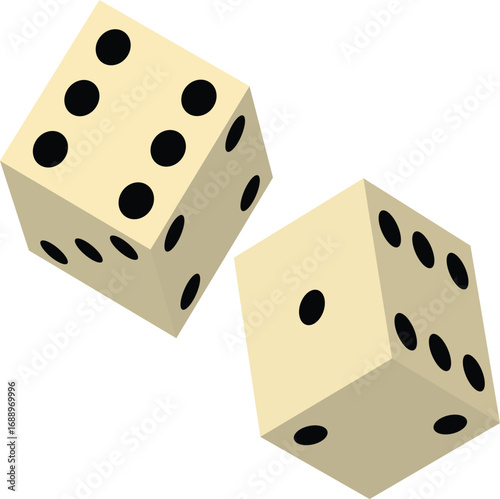 A single red six sided die with white dots isolated on white background