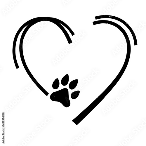 Heart outline with paw print 
