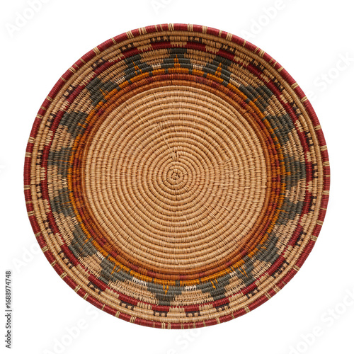 Intricately woven native american basket displaying traditional patterns and craftsmanship