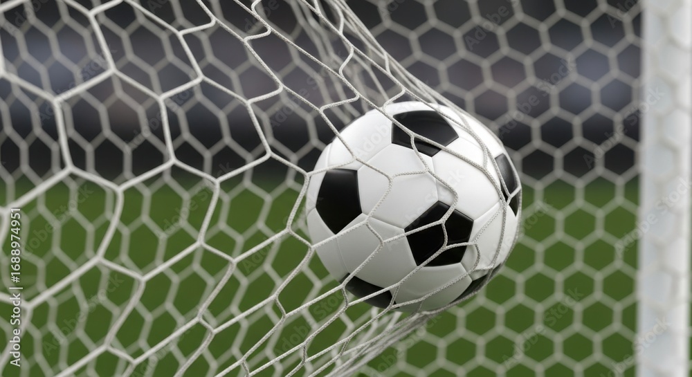 Fototapeta premium Soccer ball scoring a goal in the net