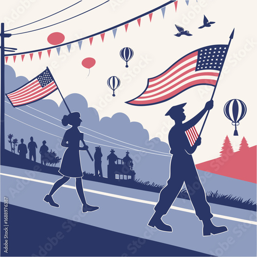 American Independence Day Parade Celebration flag