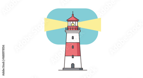 A Tall Striped Lighthouse Stands Proudly on the Coast Guiding Ships Safely Through the Dark Night with its Powerful Light