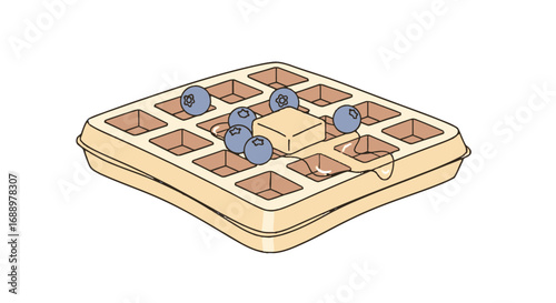 Delicious Golden Brown Waffle Topped With Fresh Blueberries Melted Butter and Sweet Syrup A Perfect Breakfast Treat