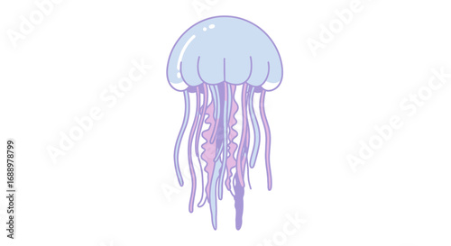 A Beautifully Rendered Illustration of a Colorful Jellyfish Floating Gracefully in the Deep Ocean Waters