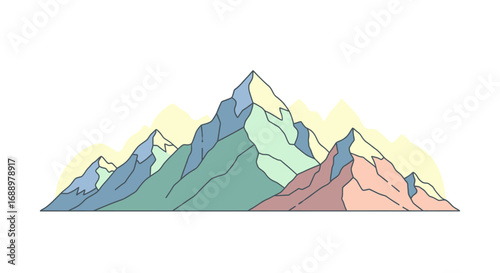 Majestic Mountain Peaks Bathed in Soft Sunrise Hues a Beautiful Alpine Landscape