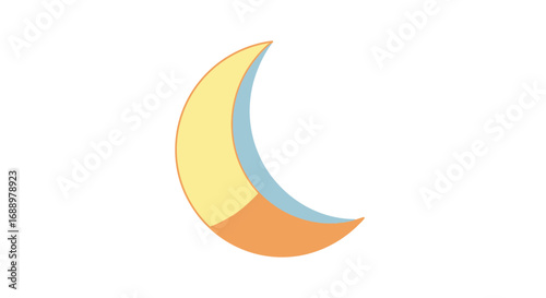 Stylized Crescent Moon with Subtle Color Gradient Representing Night Sky and Dusk Illumination