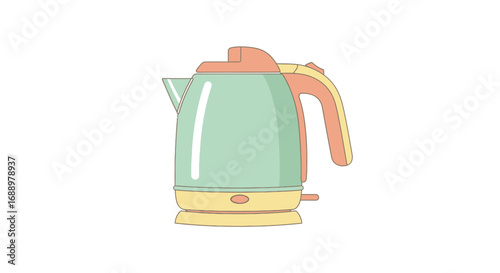 A stylish retro electric kettle with a pastel mint green body and cream yellow base perfect for any modern kitchen countertop aesthetic
