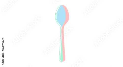 A Simple Spoon with a Colored Outline Reflecting Light on its Polished Surface Ready for Use in a Kitchen or Dining Setting