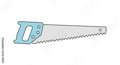 A Close Up Illustration of a Hand Saw Showing the Blade Teeth and the Handle Ready for Woodworking Projects