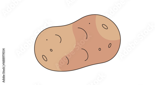 A Simple Illustration of a Brown Potato with Subtle Texture and Eyes Representing Food and Vegetables