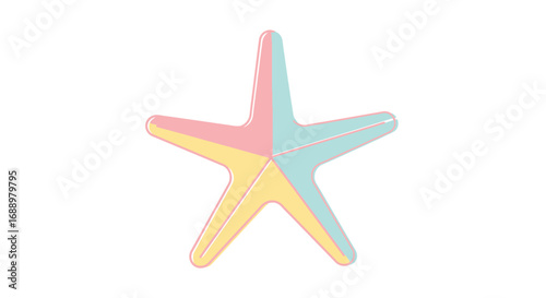 A Colorful Abstract Starfish with Pastel Hues and Geometric Divisions Representing Marine Life and Oceanography