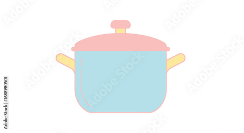 Simple Illustration of a Cooking Pot with Lid and Handles a Kitchen Essential for Everyday Meal Preparation and Culinary Adventures