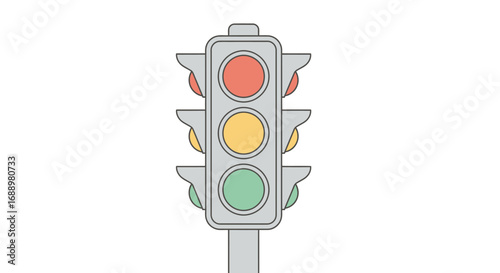 A Simple Illustration of a Traffic Light Showing Red Yellow and Green Signals for Regulating Roadway Vehicle and Pedestrian Movement at Intersections and Crosswalks