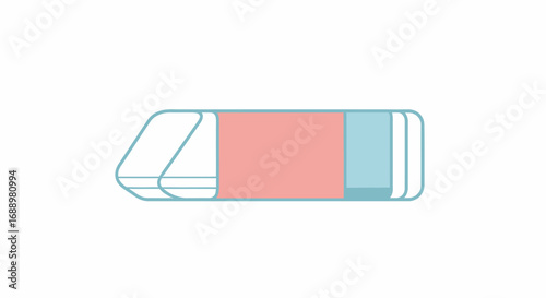 A detailed illustration of a multi colored pencil eraser with a beveled edge and multiple layers of different colors and textures showing its design and functionality for correcting mistakes