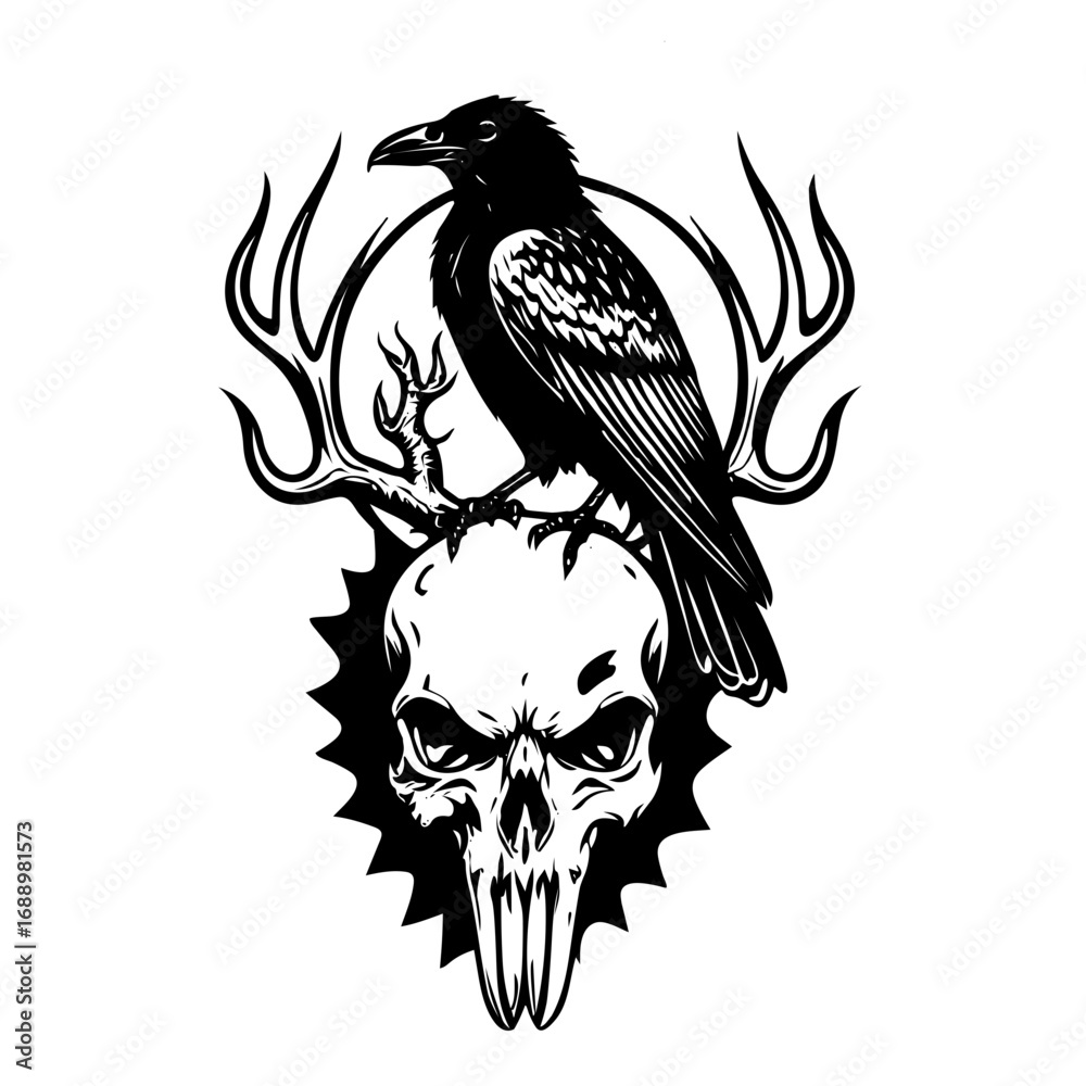 Fototapeta premium eagle on a skull