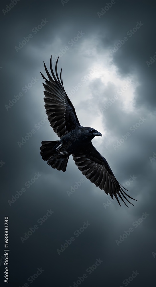 Fototapeta premium Storm Crow Flight: Moody Sky Wallpaper