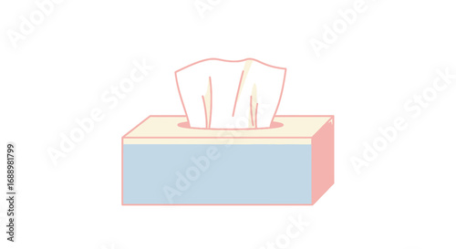 A Box of Tissues with White Soft Paper Emerging from the Top for Everyday Use and Personal Hygiene Needs