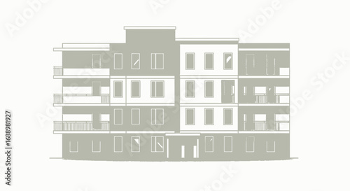 A Vibrant Colorful Apartment Building with Balconies and Numerous Windows Representing Urban Living and Residential Spaces