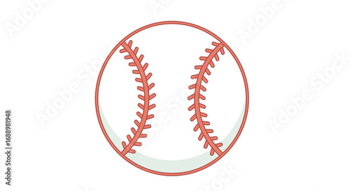 A classic baseball illustration representing the popular sport played on fields across the world with its iconic stitching and white leather ball