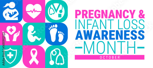 pregnancy and infant loss awareness month Geometric shape pattern background, banner, card or poster design template is observed every year during October, to raise awareness about the mission. Vector