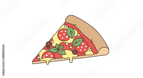A Delicious Slice of Pepperoni Pizza with Melted Cheese and Fresh Basil Leaves a Perfect Treat for Any Occasion