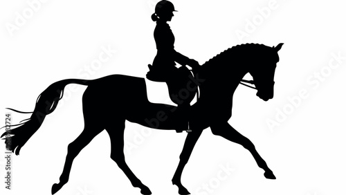 Elegant equestrian silhouette captures grace and power of horse and rider in motion