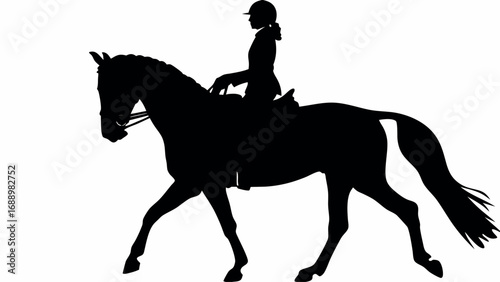 Elegant equestrian displays grace and athleticism while riding a majestic horse in a classic silhouette