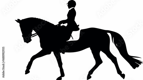 Elegant equestrian silhouette capturing the grace and power of horse riding in motion